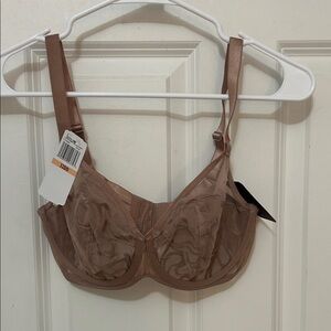 Felina Lotus Embroidered Unlined Bra Size DD Rose Tan NWT